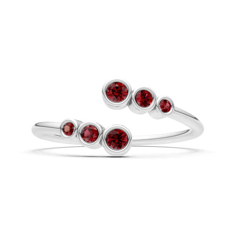 Dainty Graduated Bubble Bar Round Gemstone Half Band