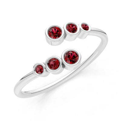 Dainty Graduated Bubble Bar Round Gemstone Half Band