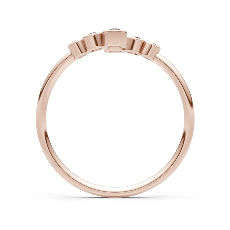 Dainty Graduated Bubble Bar Round Gemstone Half Band