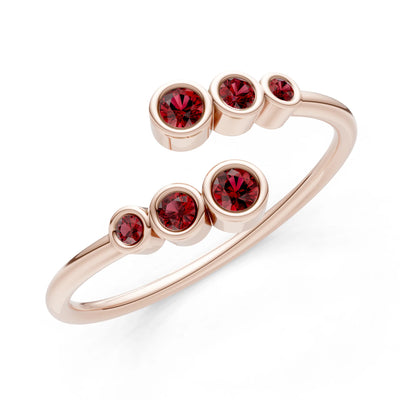 Dainty Graduated Bubble Bar Round Gemstone Half Band