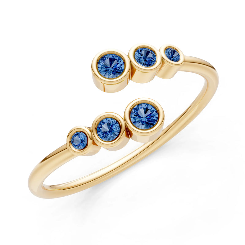 Dainty Graduated Bubble Bar Round Gemstone Half Band