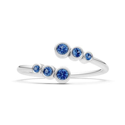 Dainty Graduated Bubble Bar Round Gemstone Half Band