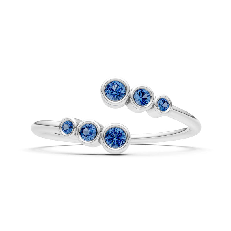 Dainty Graduated Bubble Bar Round Gemstone Half Band