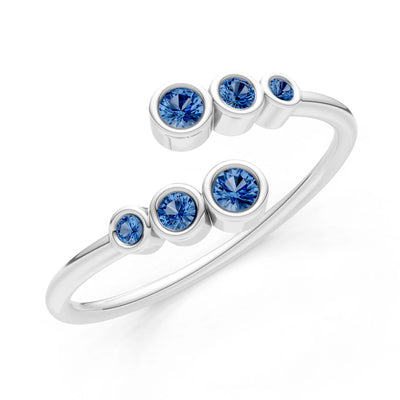 Dainty Graduated Bubble Bar Round Gemstone Half Band