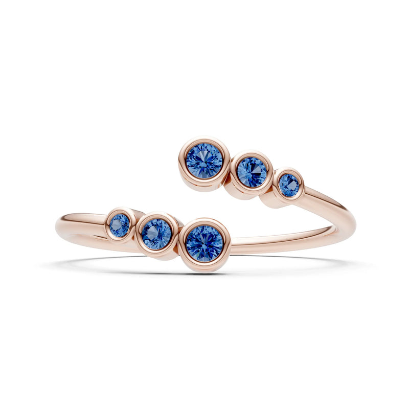 Dainty Graduated Bubble Bar Round Gemstone Half Band