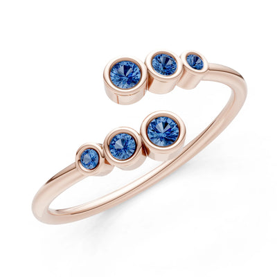 Dainty Graduated Bubble Bar Round Gemstone Half Band