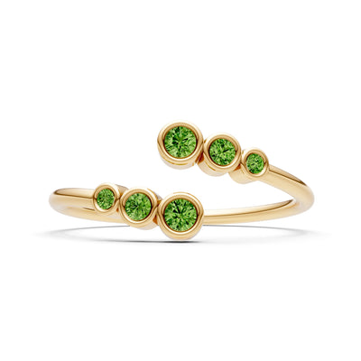 Dainty Graduated Bubble Bar Round Gemstone Half Band