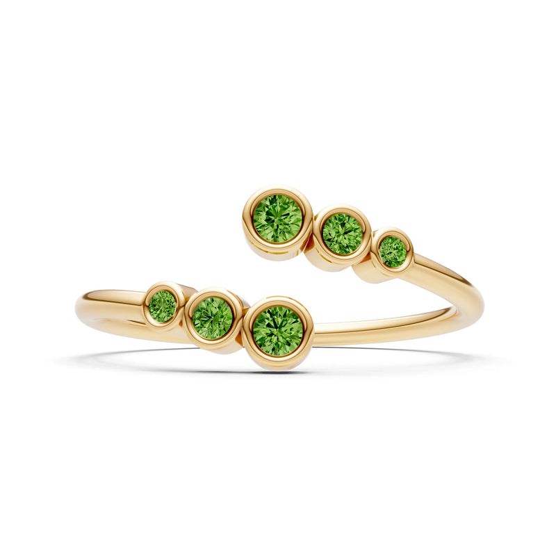 Dainty Graduated Bubble Bar Round Gemstone Half Band