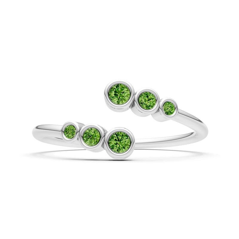 Dainty Graduated Bubble Bar Round Gemstone Half Band