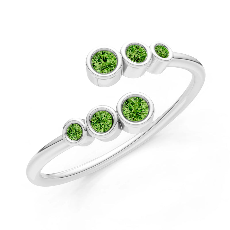 Dainty Graduated Bubble Bar Round Gemstone Half Band