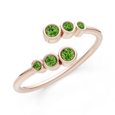 Dainty Graduated Bubble Bar Round Gemstone Half Band