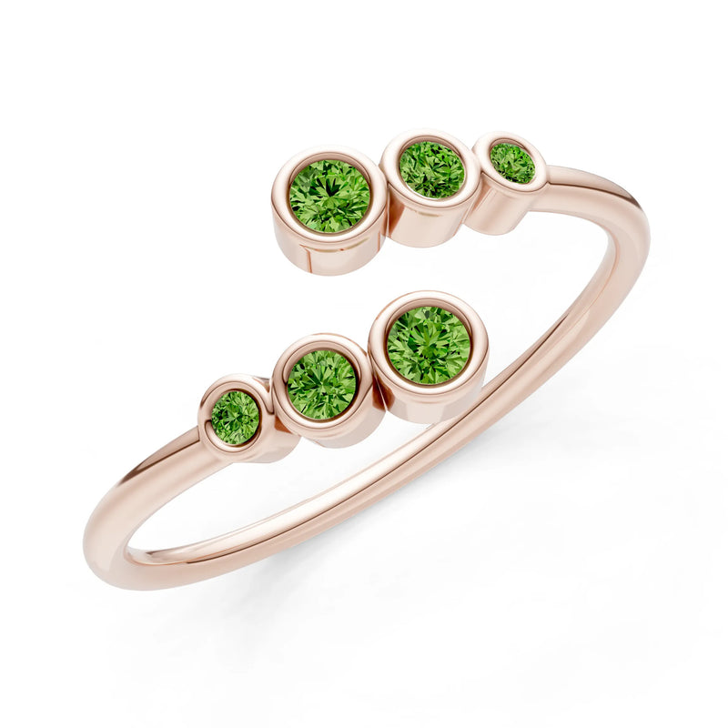 Dainty Graduated Bubble Bar Round Gemstone Half Band