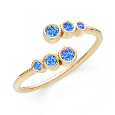 Dainty Graduated Bubble Bar Round Gemstone Half Band