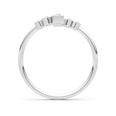 Dainty Graduated Bubble Bar Round Gemstone Half Band
