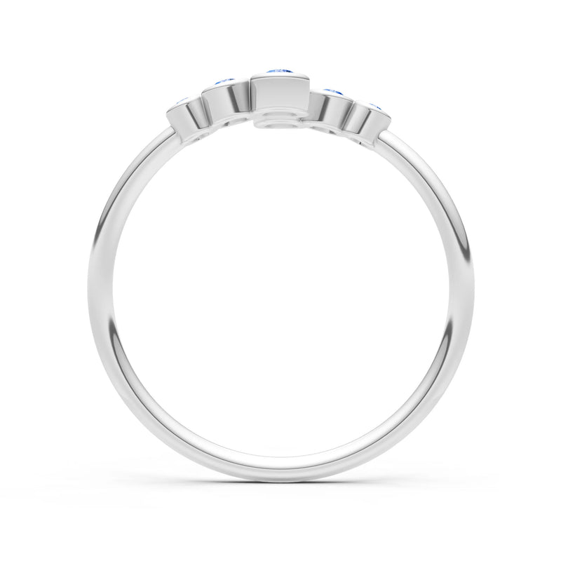 Dainty Graduated Bubble Bar Round Gemstone Half Band