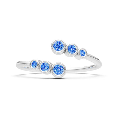 Dainty Graduated Bubble Bar Round Gemstone Half Band