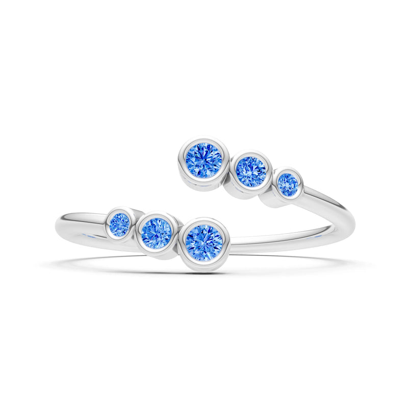 Dainty Graduated Bubble Bar Round Gemstone Half Band