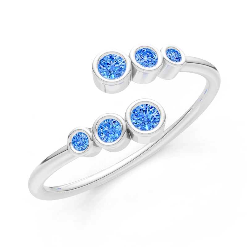 Dainty Graduated Bubble Bar Round Gemstone Half Band