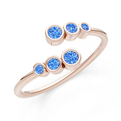 Dainty Graduated Bubble Bar Round Gemstone Half Band