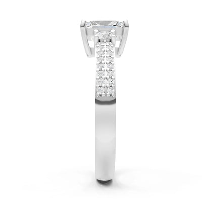 3 Stone Princess Cut Double Pave Band