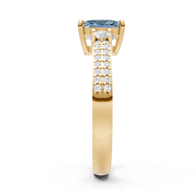 3 Stone Princess Cut Double Pave Band