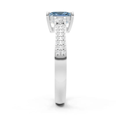 3 Stone Princess Cut Double Pave Band