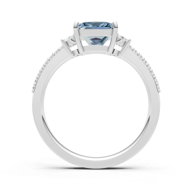 3 Stone Princess Cut Double Pave Band