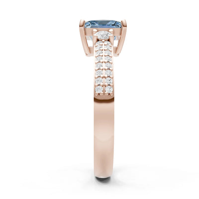 3 Stone Princess Cut Double Pave Band