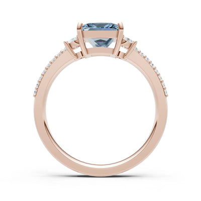 3 Stone Princess Cut Double Pave Band