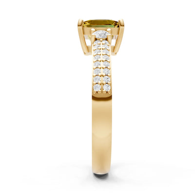 3 Stone Princess Cut Double Pave Band