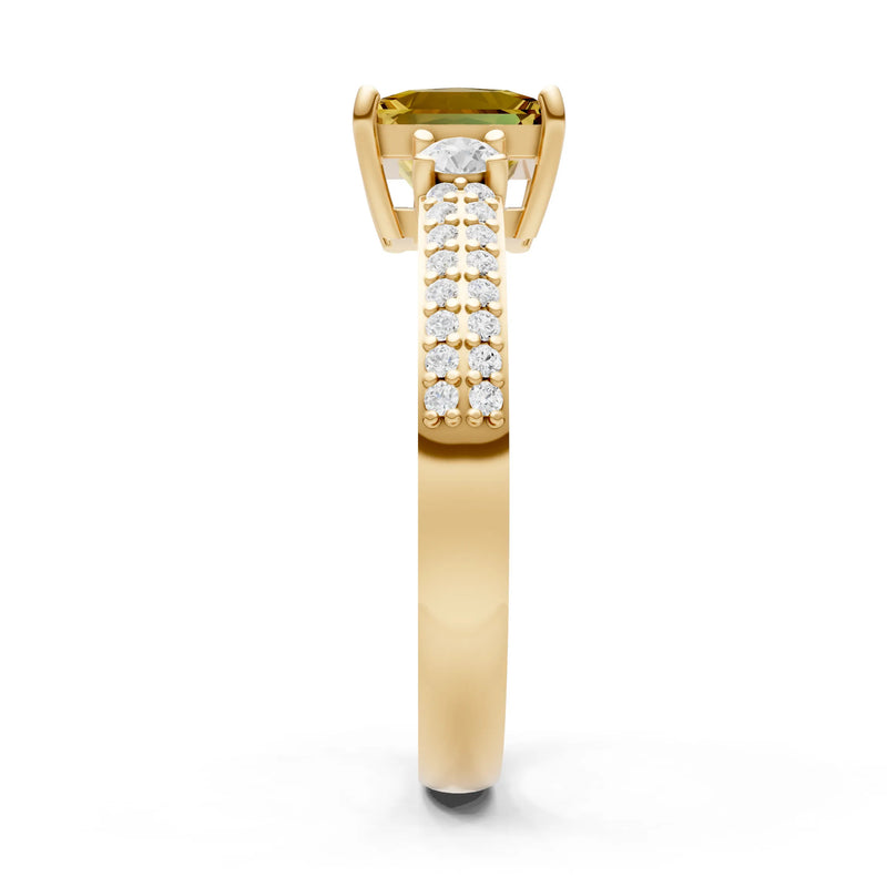 3 Stone Princess Cut Double Pave Band