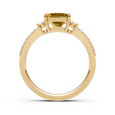 3 Stone Princess Cut Double Pave Band