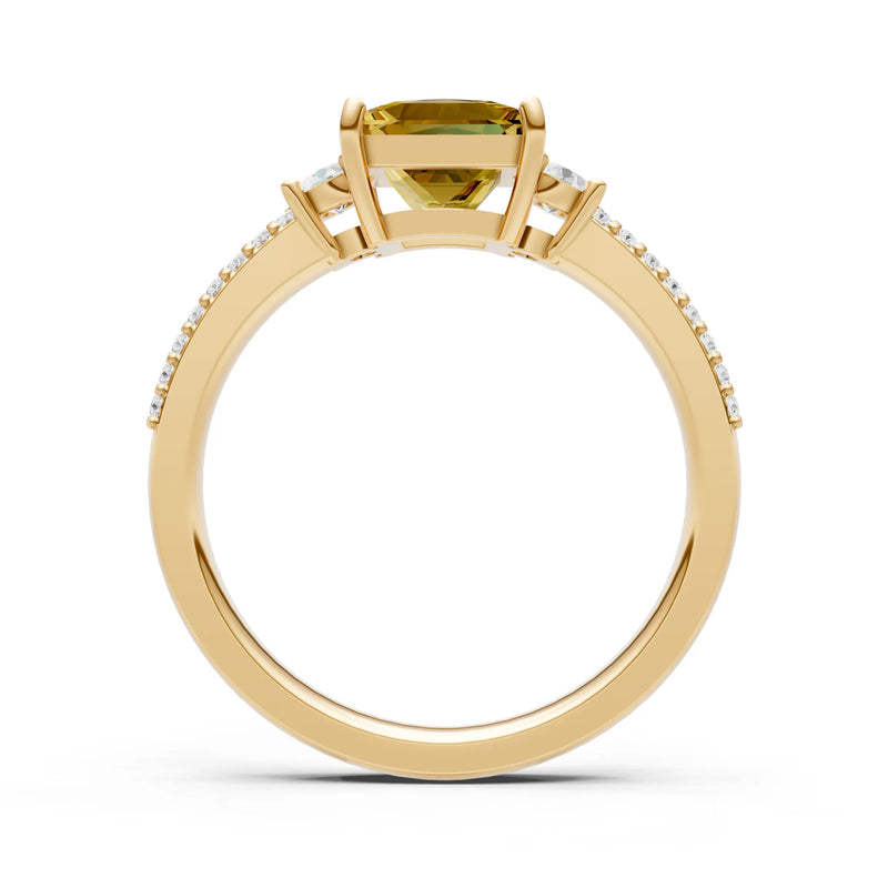 3 Stone Princess Cut Double Pave Band