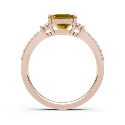 3 Stone Princess Cut Double Pave Band