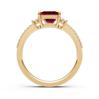 3 Stone Princess Cut Double Pave Band