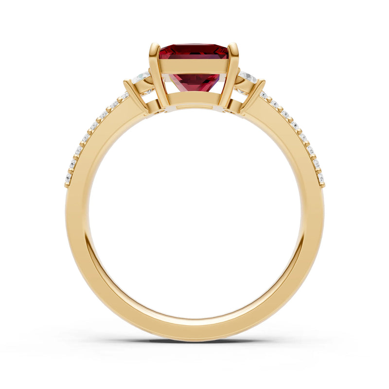 3 Stone Princess Cut Double Pave Band