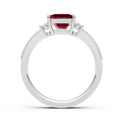 3 Stone Princess Cut Double Pave Band