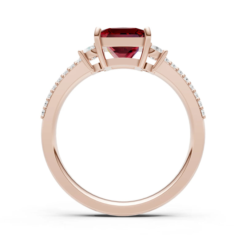 3 Stone Princess Cut Double Pave Band