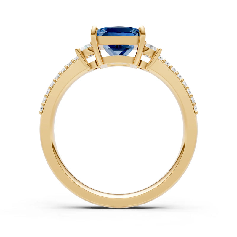 3 Stone Princess Cut Double Pave Band