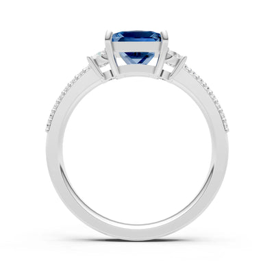3 Stone Princess Cut Double Pave Band