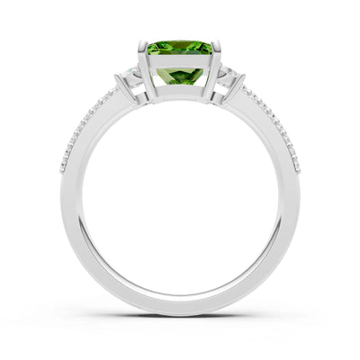 3 Stone Princess Cut Double Pave Band