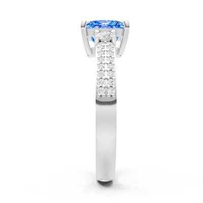 3 Stone Princess Cut Double Pave Band