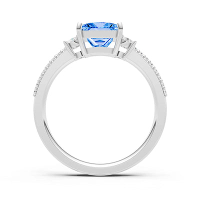 3 Stone Princess Cut Double Pave Band
