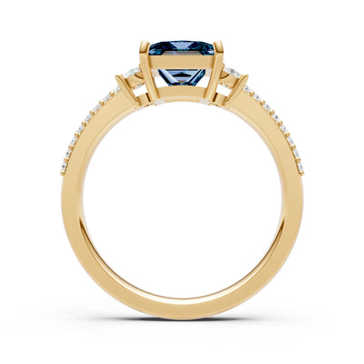 3 Stone Princess Cut Double Pave Band