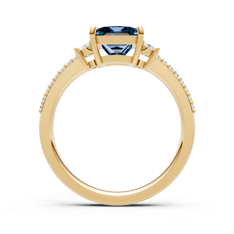 3 Stone Princess Cut Double Pave Band