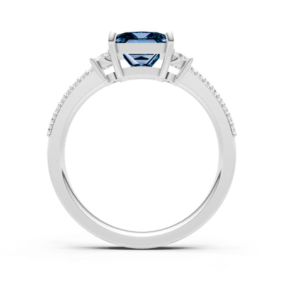 3 Stone Princess Cut Double Pave Band