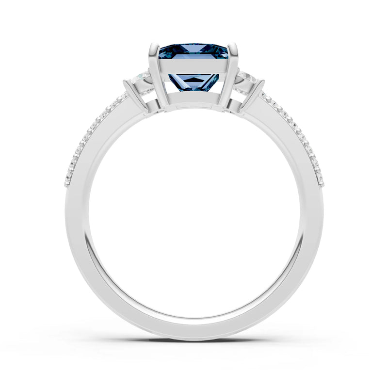 3 Stone Princess Cut Double Pave Band