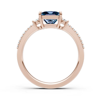 3 Stone Princess Cut Double Pave Band