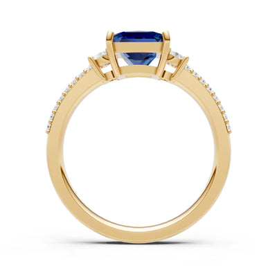 3 Stone Princess Cut Double Pave Band