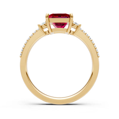 3 Stone Princess Cut Double Pave Band